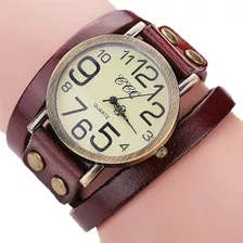 Reloj De Cuarzo Ccq Vintage Con Pulsera De Cuero Para Hombre