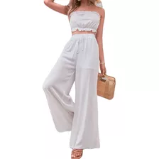 Pantalón Y Crop Top Blanco 