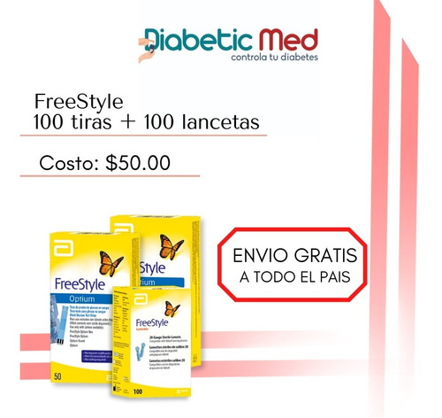 100 Tiras Freestyle Optium Neo + 100 Lancetas  +envio