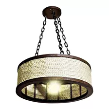 Luminária Pendente Lustre De Corda Vintage Retro Mdf Sítio