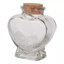 Botella De Vidrio Con Forma De Corazón Tapa Corcho 100ml 