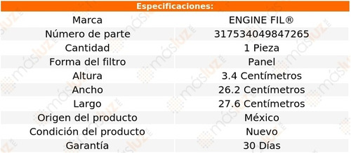 1- Filtro De Aire Bmw X3 2.0l 4 Cil 2013/2016 Engine Fil Foto 2