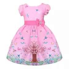 Vestido Jardim Encantado Infantil 1 2 4 6 Anos