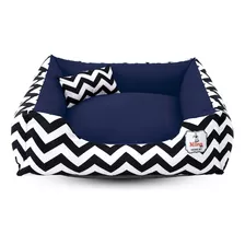 Cama P/ Cachorro Gato Caminha Pet 70x70 100% Lavável+ Brinde Cor Chevron Marinho