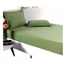 Jogo De Lençol Cama Queen 3 Peças Micropercal 300 Fios Maya Cor Verde