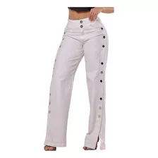 Calça Feminina Rhero Jeans Off-white Wide Leg C/ Lycra 57144