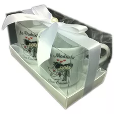 Kit 32 Caneca 16 Padrinho 16 Madrinha Canecas De Porcelana