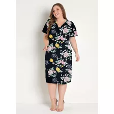 Vestido Midi Plus Size Floral Evangélico Gg/g2/g3 46 A 54