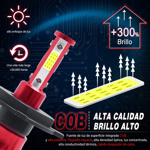 Kit De Faros Led De 4 Lados H4 H13 9007 Luz Alta Y Baja 100w Foto 5