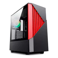 Chasis Gamer Gabinete Atx + 2 Fan Rgb Wattana Triatus Rojo