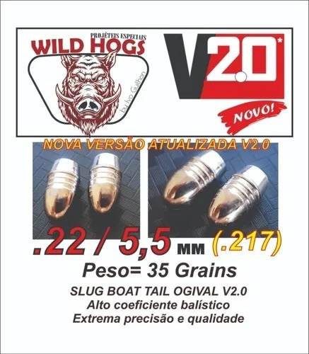 Chumbo Slug 5,5mm 35 Grains Para Carabina Pcp 250 Unidades