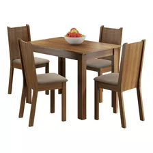 Juego Comedor Mesa Madesa Rute Con 4 Sillas M/b Color Marrón/beige Sintético