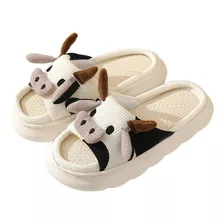 Pantuflas De Vaca Lino Ligeras Cómodas Sandalias Chanclas 