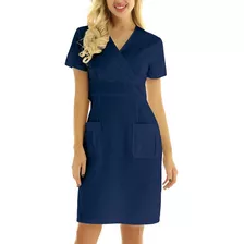 Vestido De Enfermera Con Cuello En V Y Manga Corta Para Muje