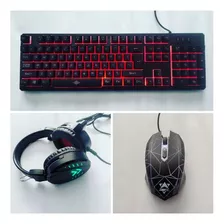 Pack Gamer: Teclado Rgb, Mousepad, Mouse Y Audífonos.