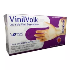 Luva De Vinil Descartável Com Amido Volk Caixa Com 100 Pares