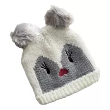 Gorro De Punto Gap Niña Blanco Y Gris Lana Polar 