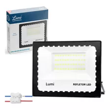 Luminario Refletor Super Led 200w Holofote Bivolt Prova D'água Branco Frio Mini Lumi Premium