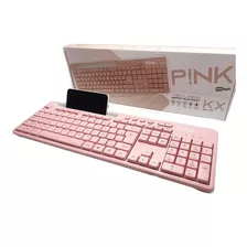 Teclado Usb Cor Rosa Para Pc Notebook Universal Português Br