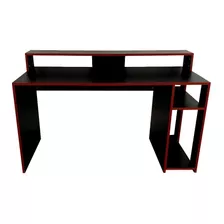 Escritorio Gamer Decomobil Escrigamer Melamina De 140cm X 75cm X 60cm Negro Y Rojo