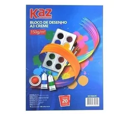 Bloco De Desenho A4 Branco 150g 20 Fls Kaz