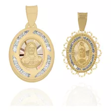 Medallas Dijes Virgen Y Sagrado Corazón Oro 10k Para Boda 