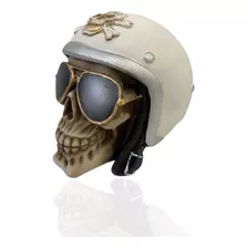 Caveira Decorativa Crânio Motoqueiro Capacete Único