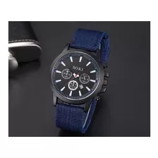 Reloj Azul Con Pulsera De Nailon Para Hombre ( Con Fecha )