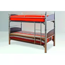 Cama Litera Cl Muebles 670t Individual Color Marrón Fabricada En Acero