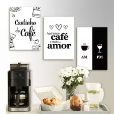 Kit 3 Placas Quadros 20x30 Mdf Quadro Cantinho Do Café Am Pm