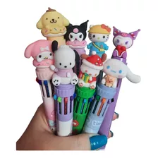 01 Caneta Com 10 Cores Hello Kitty Melody Kuromi Sanrio