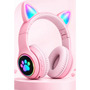 Fone De Ouvido Infantil Orelhas Gatinho Bluetooth Sem Fio Rosa