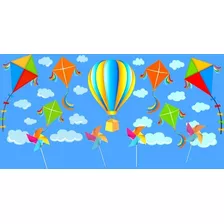 Painel Banner 2x1m Festa Decoração Pipa Balão