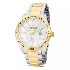 Relógio Citizen Masculino Quartz Bicolor De Luxo Bi1064-51a Cor Da Correia Prateado Cor Do Bisel Dourado Cor Do Fundo Branco