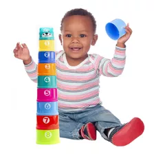 Brinquedo Pote De Empilhar Encaixar Diversão Infantil Bebê Cor Diversos
