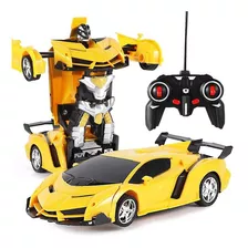 Coche Teledirigido Transformers De Control Remoto Para Niños Color Amarillo