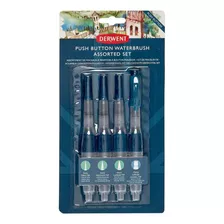 Kit Com 4 Pinceis Reservatório Derwent Waterbrush Com Botão Cor Das Cerdas Branco