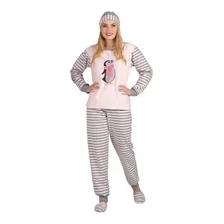 Pijama Feminino Em Moletom Flanelado Calça De Frio E Blusa