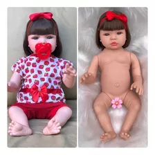 Boneca Bebe Tipo Reborn Completa Barata Com Cílios E Brinco