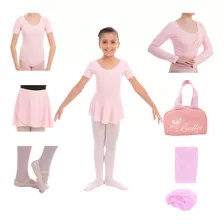 Kit Ballet Balé Manga Uniforme Completo 7 Peças C Bolsa