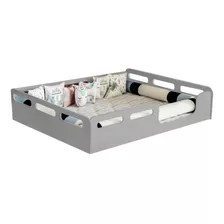 Berço Cama Cinza Padrão Casal Montessori P/ Colchão 138x38