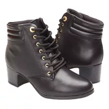 Bota Feminina Cano Curto Salto Baixo Modare Cor Preto 01 Desenho Do Tecido Liso Tamanho 36