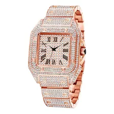 Reloj De Cuarzo Cuadrado Con Diamantes Para Hombres