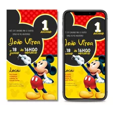 Convite Aniversário Digital Virtual Mickey Mouse Whatsapp