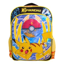 Mochila Escolar Primaria Pokemon Pikachu Trueno Ruz