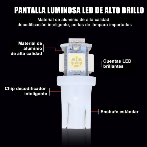 10 Focos W5w Led Tablero T10 Pellizco 194 192 168 2825 501 Foto 9