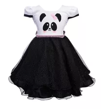 Fantasia Panda Infantil Ursinha Fofa Vestido Festa Cute