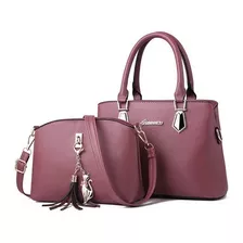 Bolso 2 Unids Mujer Señora Tote Cartera Cuero Alta Calidad+r