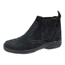 Bota Butina Masculina Feminina Cor Preta Couro Nobuck Camurc