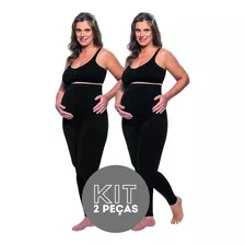 Kit 2 Legging Calça Gestante Legg Maternidade Cintura Alta